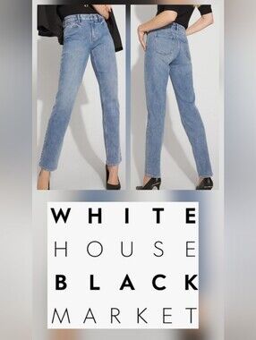 White House Black Market Denim Studio Mid-Rise Slim Light Blue Jeans Sz 8